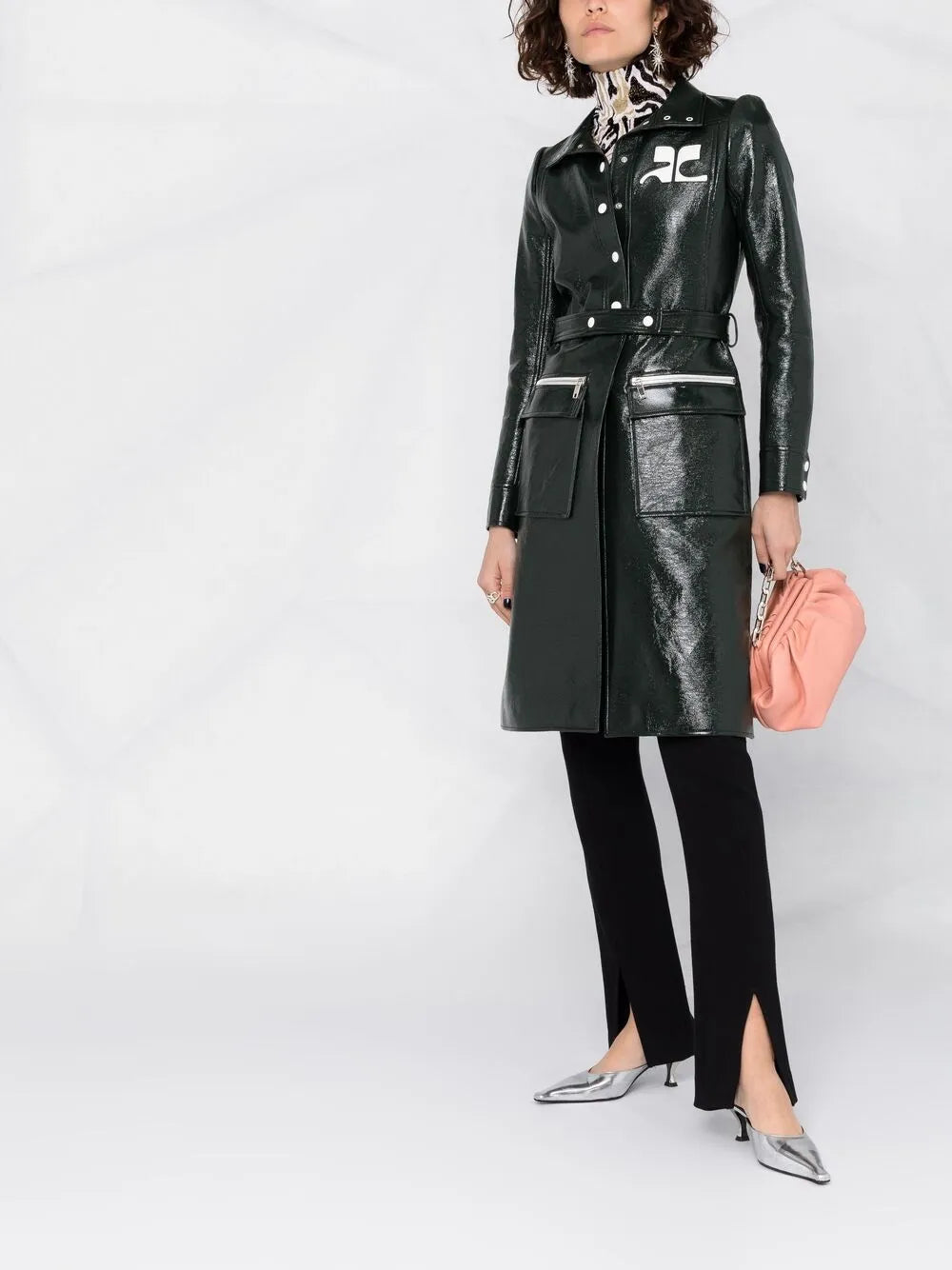 Logo-Appliqué Vinyl Trench Coat