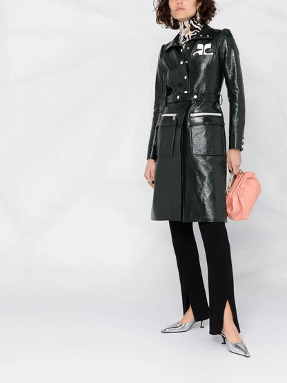 Logo-Appliqué Vinyl Trench Coat