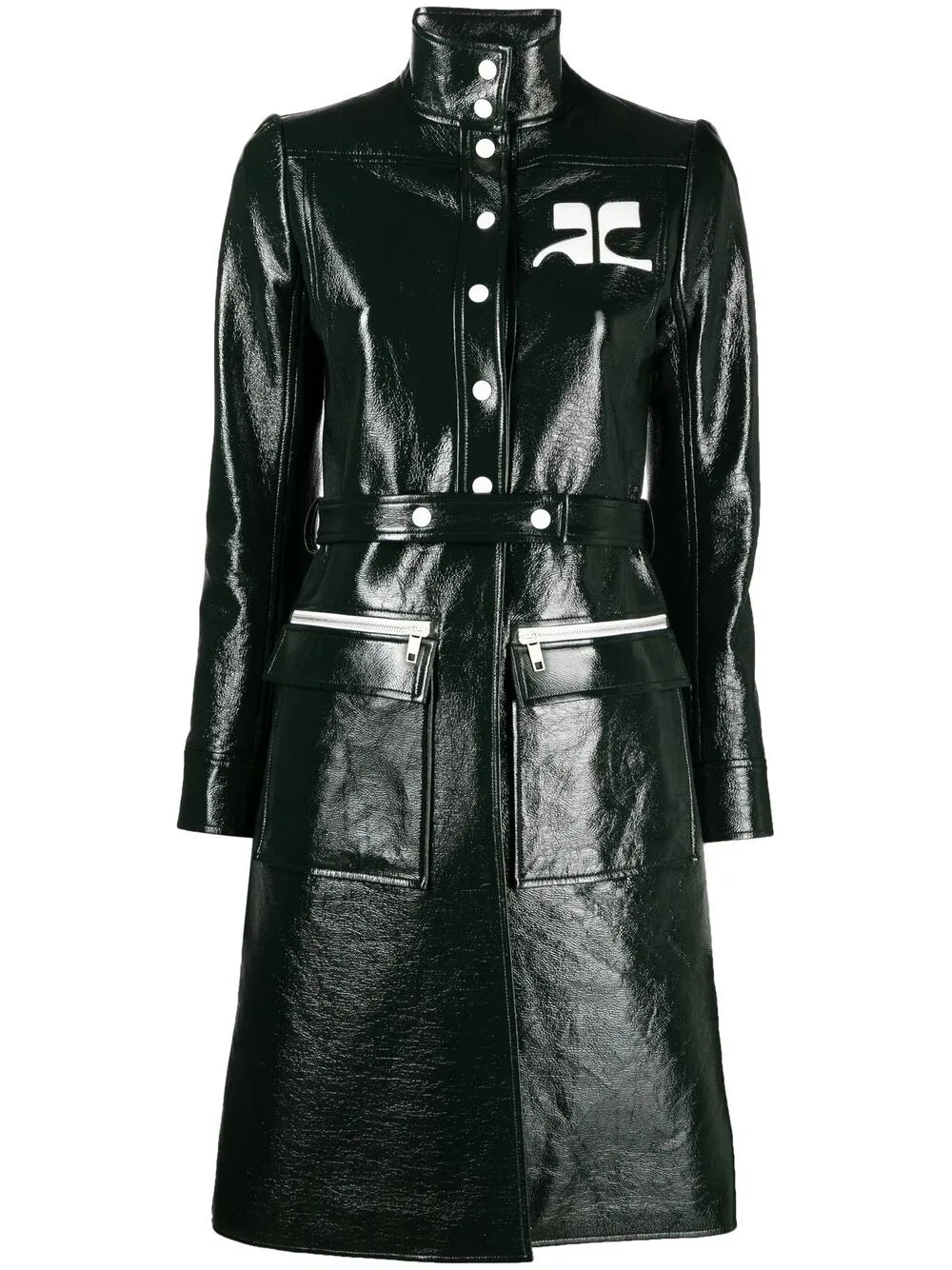 Logo-Appliqué Vinyl Trench Coat