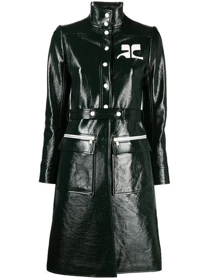 Logo-Appliqué Vinyl Trench Coat