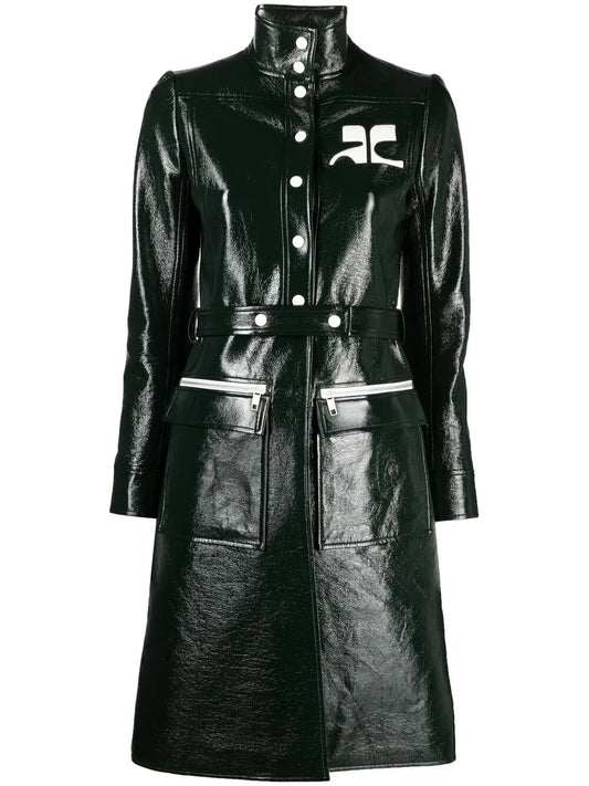 Logo-Appliqué Vinyl Trench Coat