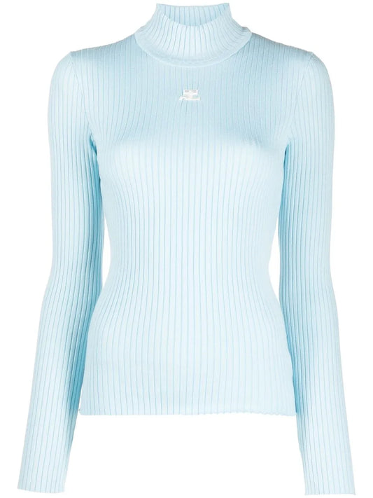 Logo Print Ribbed Knit Jumper