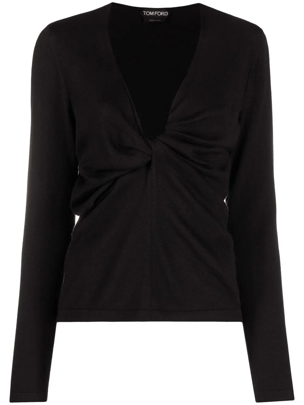 Plunge-Neck Twist-Detail Knitted Top