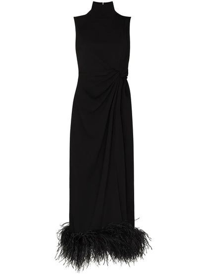 Maika Feather-Embellished Sleeveless Gown