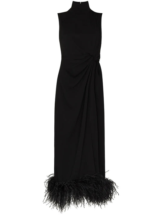 Maika Feather-Embellished Sleeveless Gown