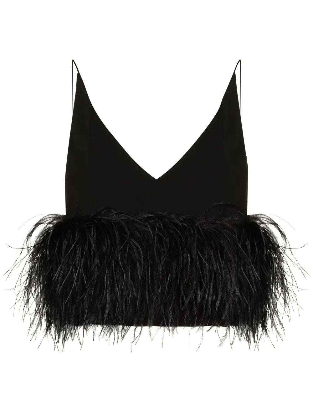 Poppy Feather-Embellished Cropped Top