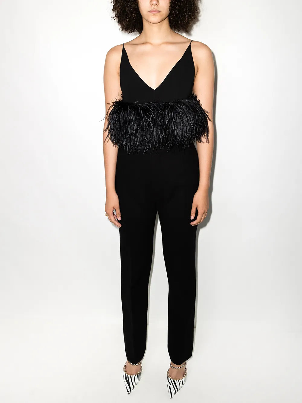 Poppy Feather-Embellished Cropped Top