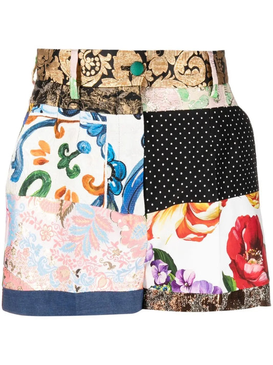 Patchwork-Print Shorts