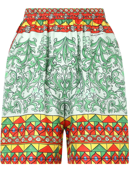 Carretto-Print Twill Shorts