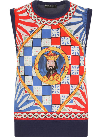 Carretto-Print Silk Vest