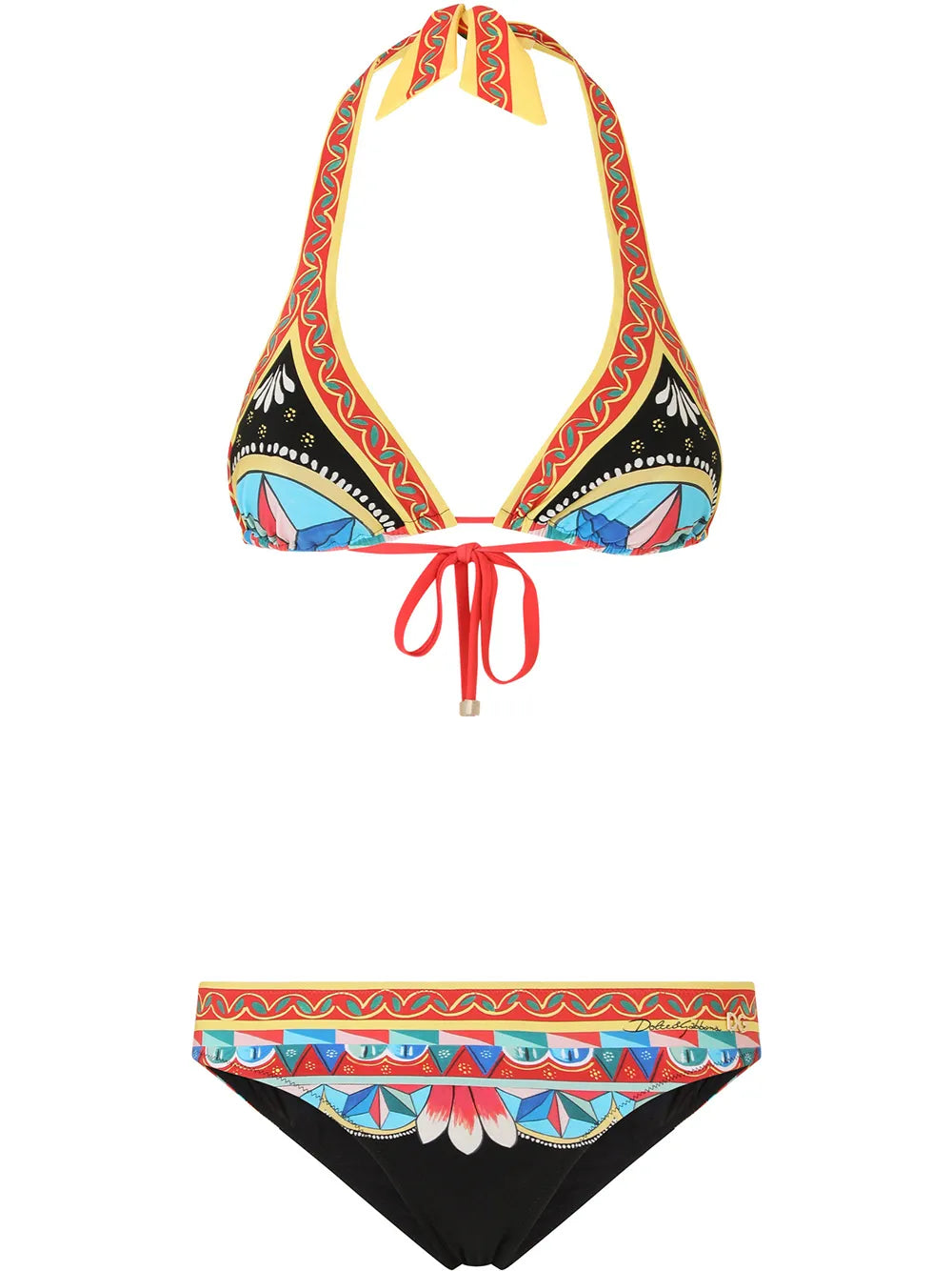 Carretto-Print Triangle Bikini