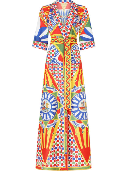 Carretto-Print Twill Robe