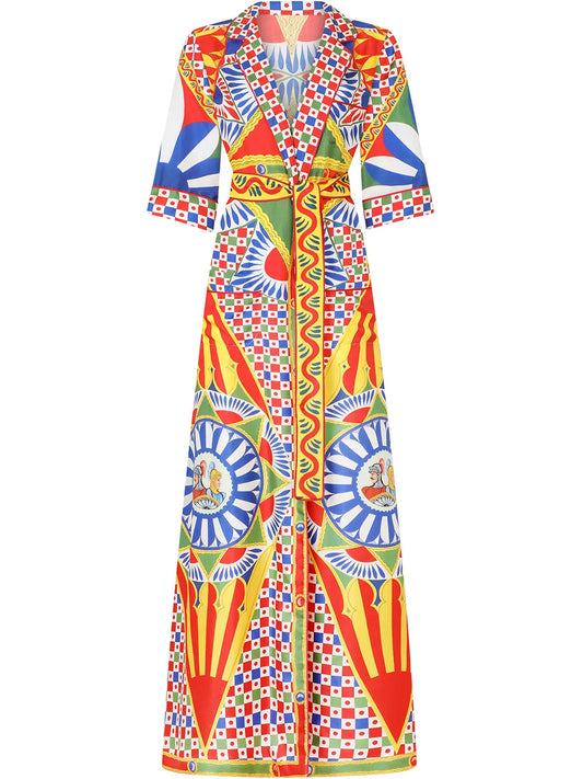 Carretto-Print Twill Robe
