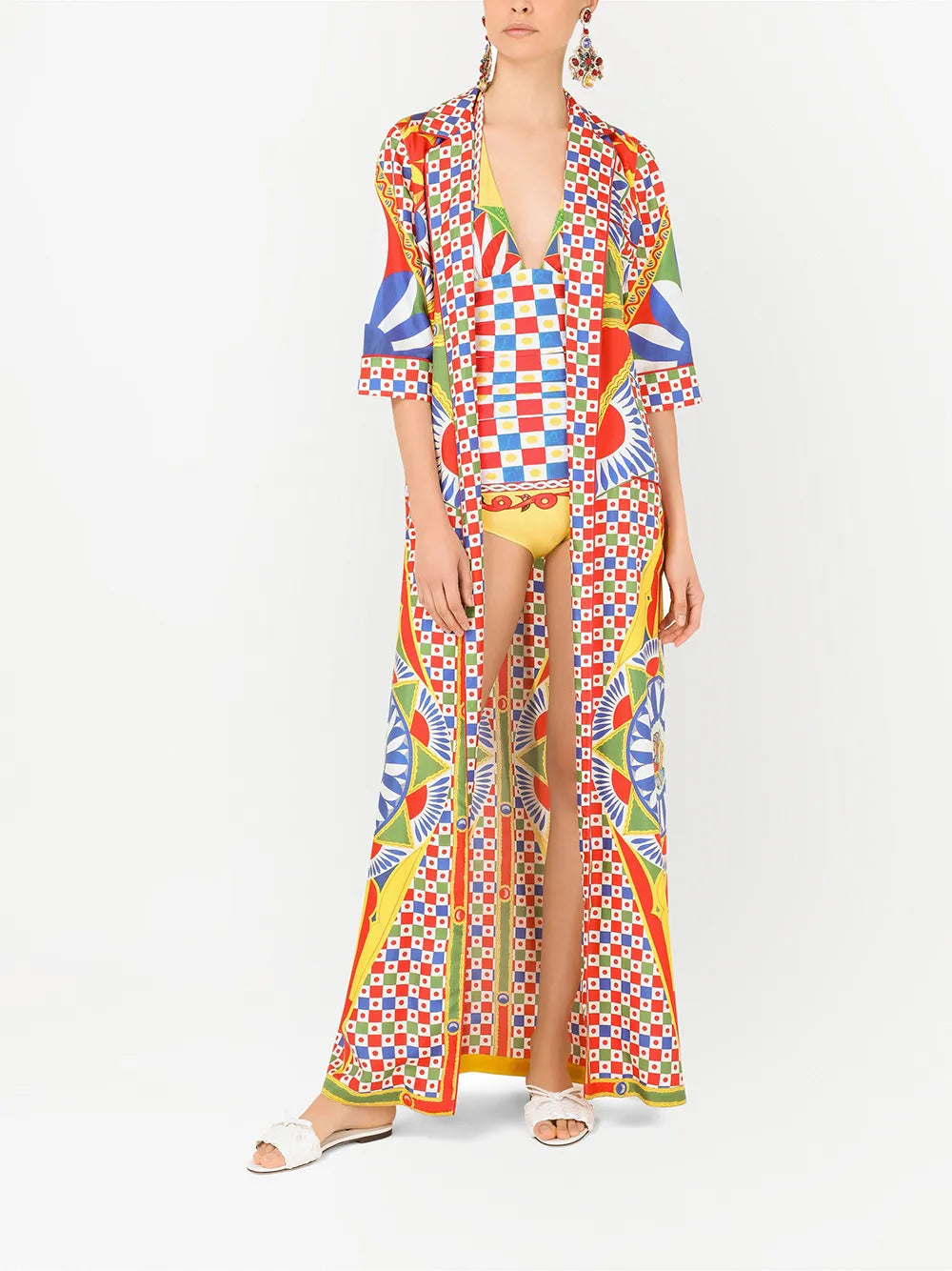 Carretto-Print Twill Robe