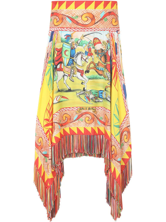 Carretto-Print Twill Miniskirt