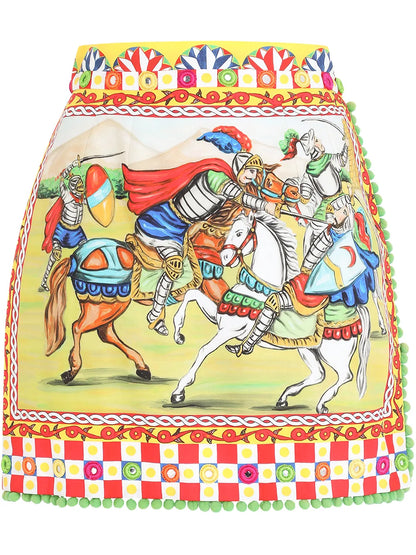 Carretto-Print Poplin Miniskirt
