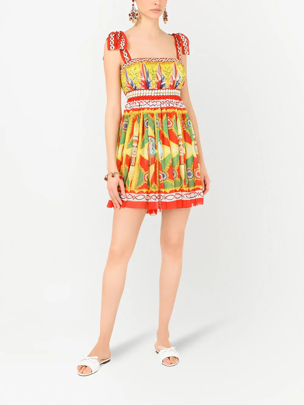 Carretto-Print Chiffon Minidress