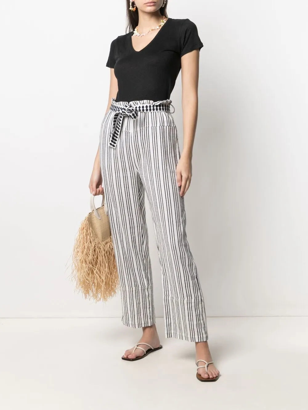 Scoop Neck Linen-Blend T-Shirt