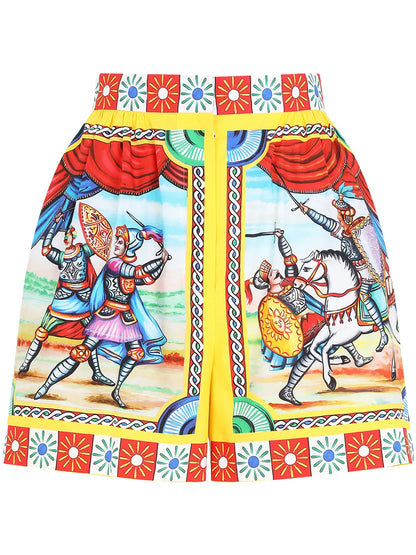 Carretto-Print Poplin Shorts
