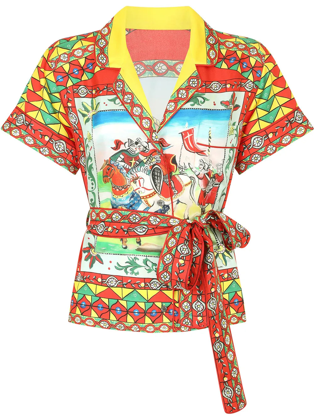 Carretto-Print Belted Shirt