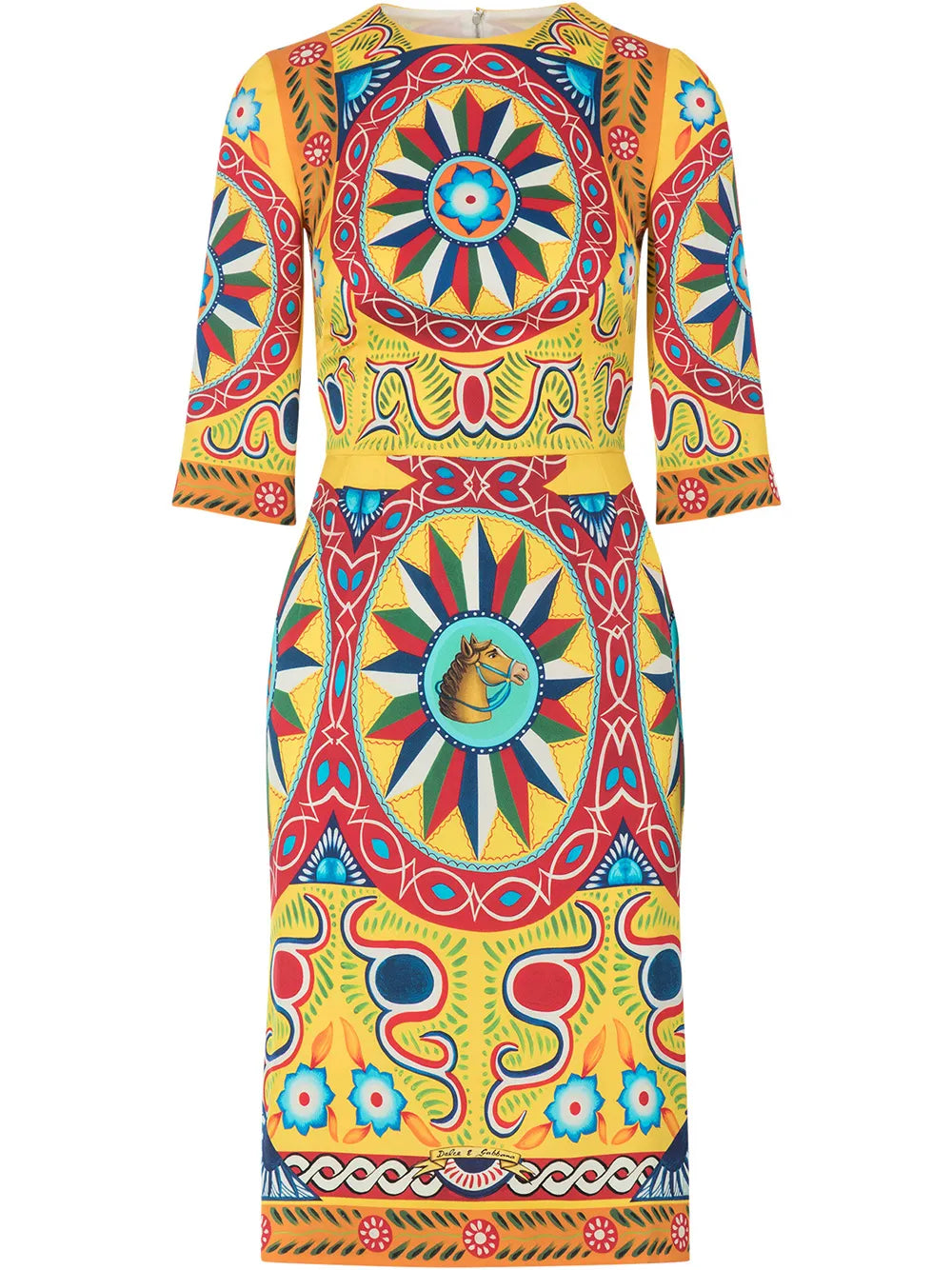 Carretto-Print Midi Dress