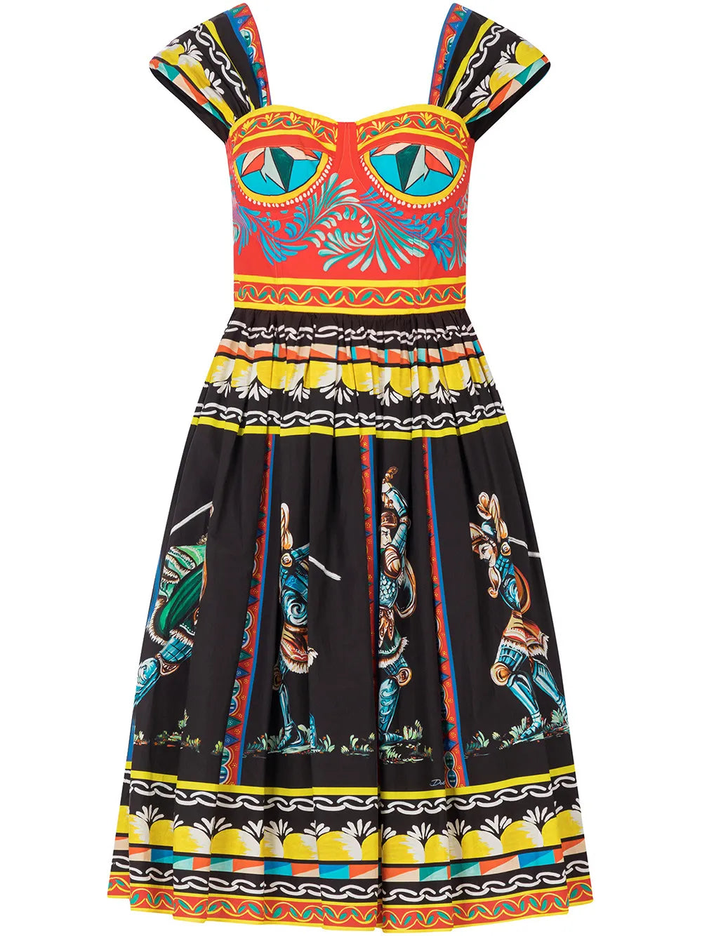 Carretto-Print Bustier Midi Dress