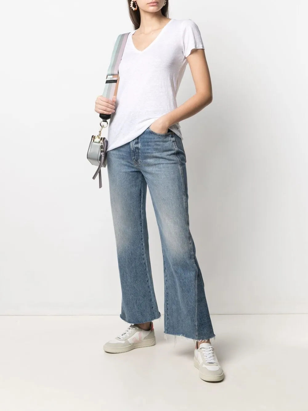 Scoop Neck Linen-Blend T-Shirt