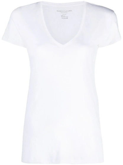 Scoop Neck Linen-Blend T-Shirt