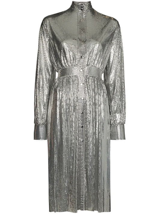 High Neck Sequin Mesh Dress