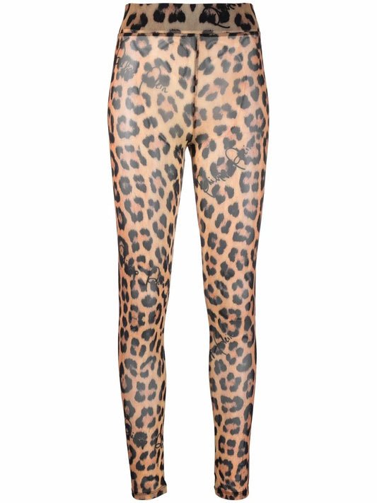 Leopard-Print Semi-Sheer Leggings
