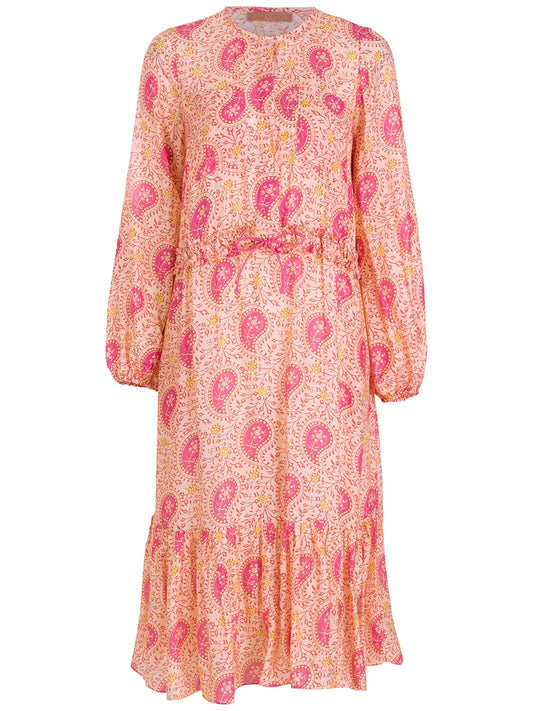 Printed Long Sleeves Midi Dress