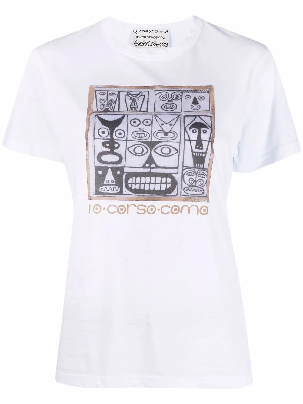 Faces-Print Cotton T-Shirt
