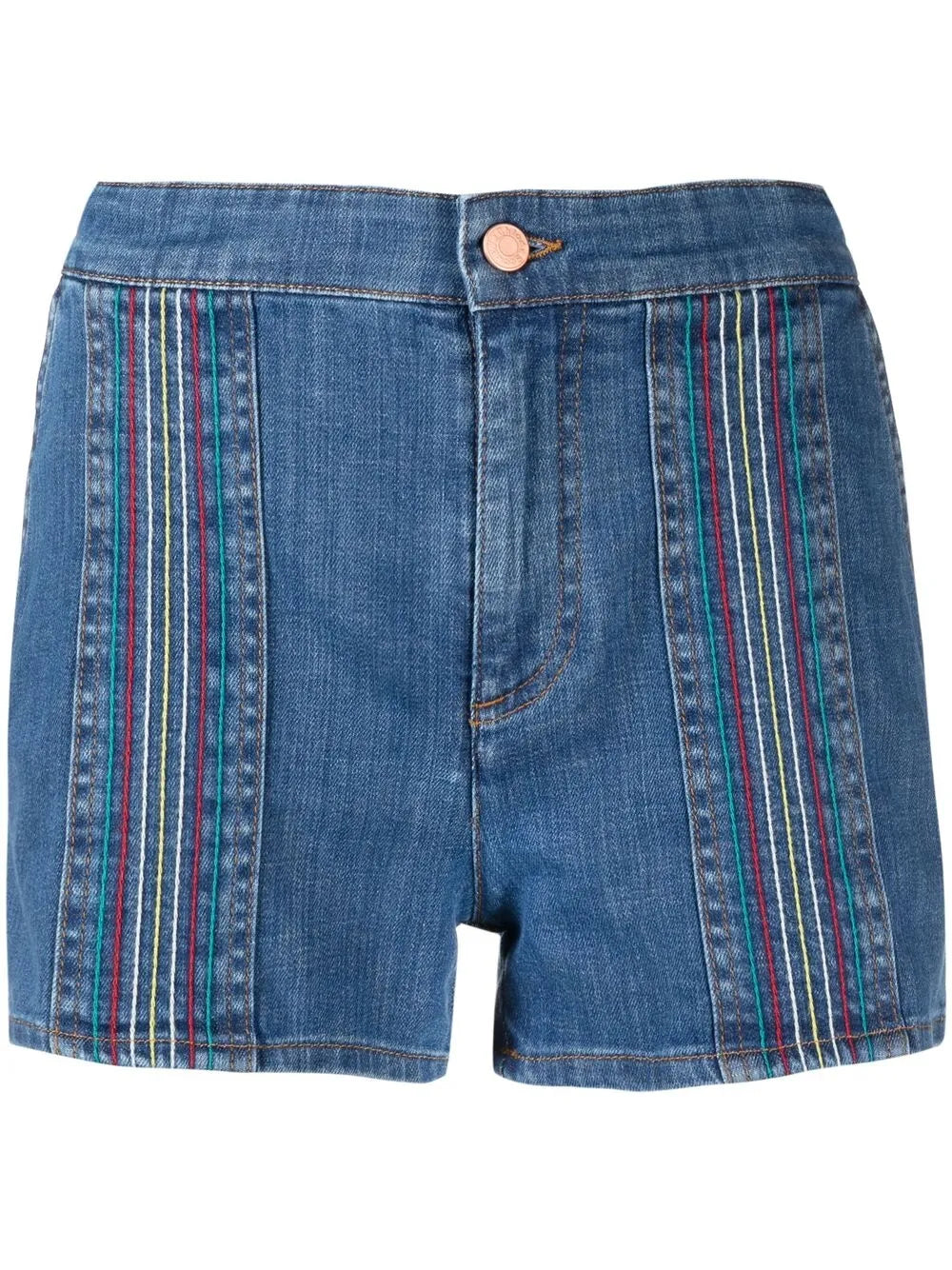 Signature Rainbow-Stitch Denim Shorts