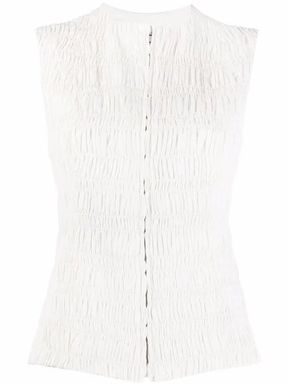 Smocking-Detail Sleeveless Top