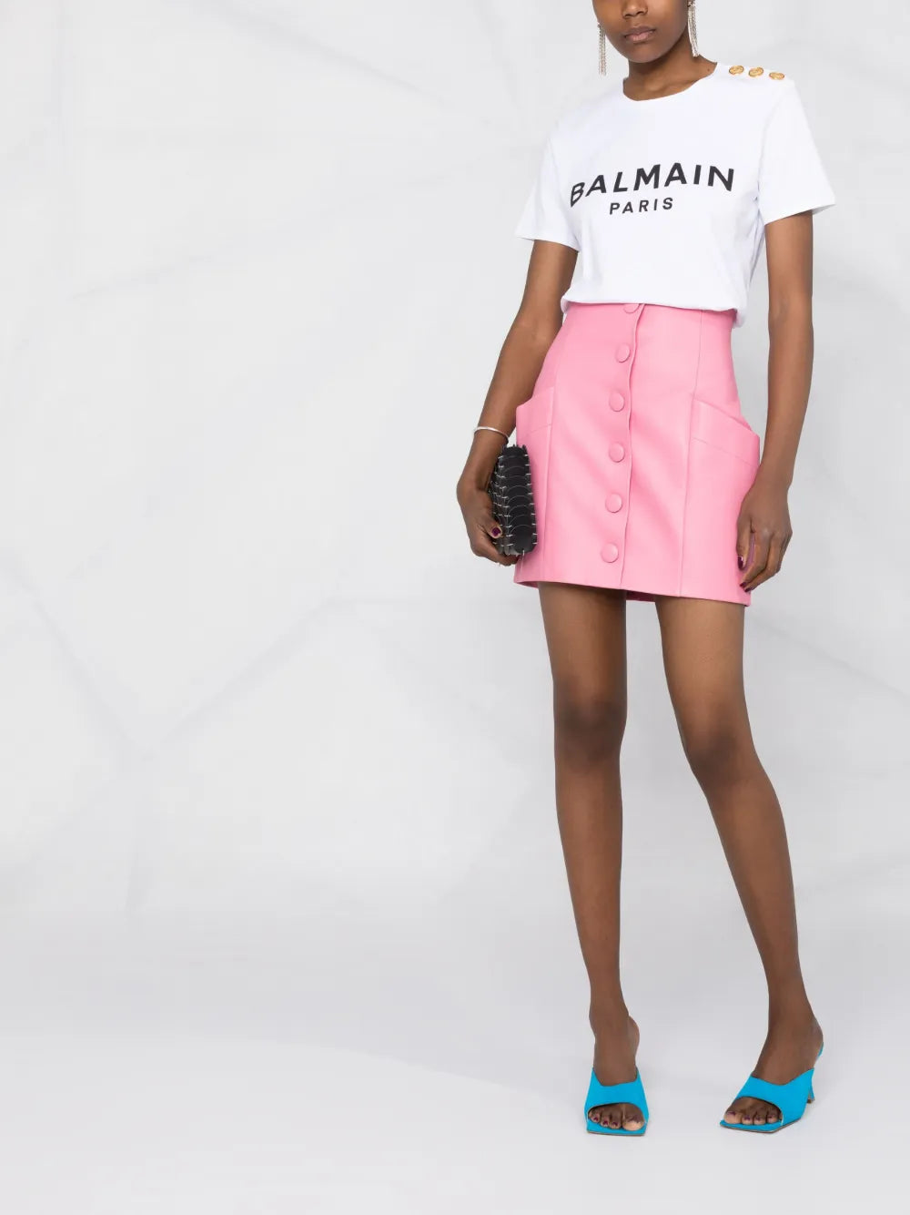 Button-Up High-Waisted Skirt