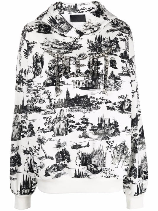 Crystal-Embellished Cotton Hoodie