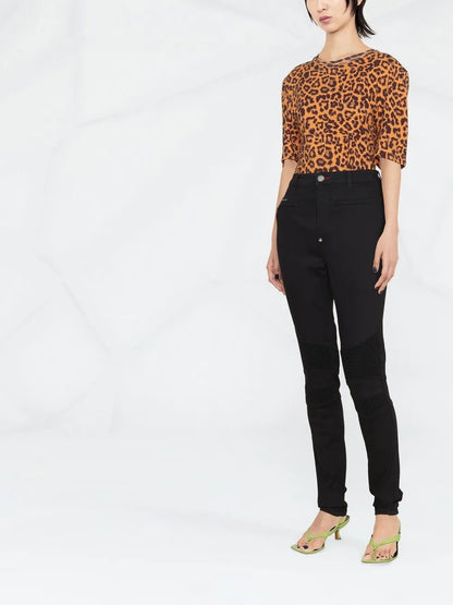 High-Waisted Biker Jeans