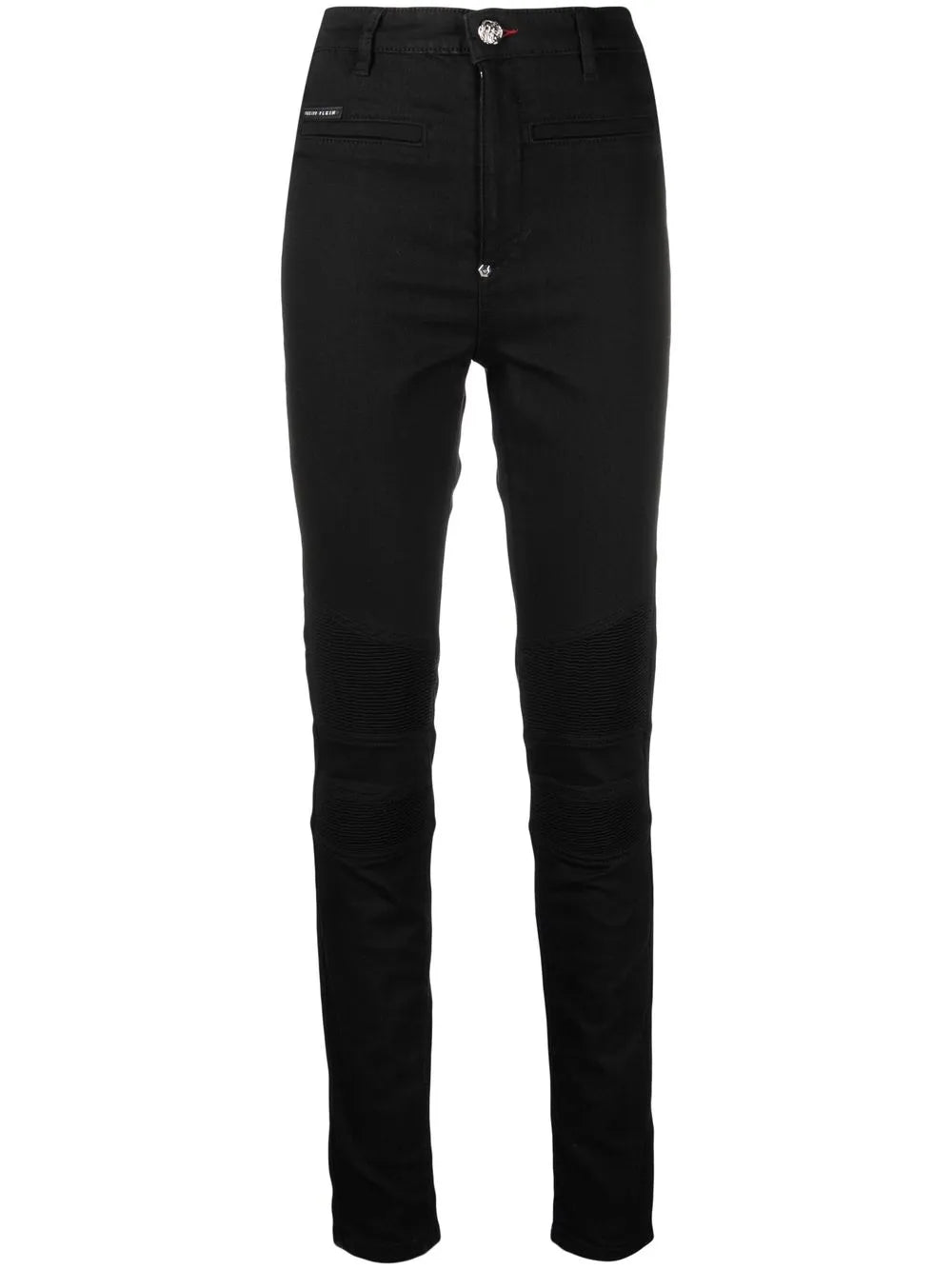 High-Waisted Biker Jeans