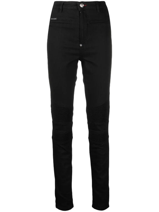 High-Waisted Biker Jeans