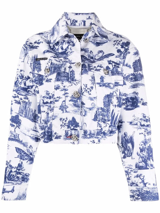Baroque Print Denim Jacket