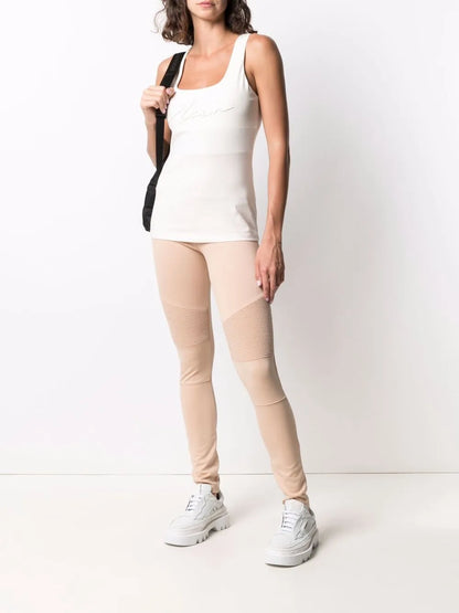 Ribbed-Panel Biker Leggings