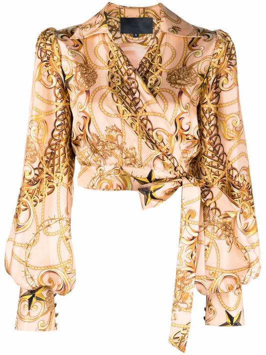 New-Baroque Wrap Silk Blouse