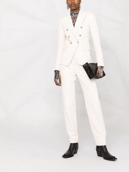 Double-Breasted Leather Blazer