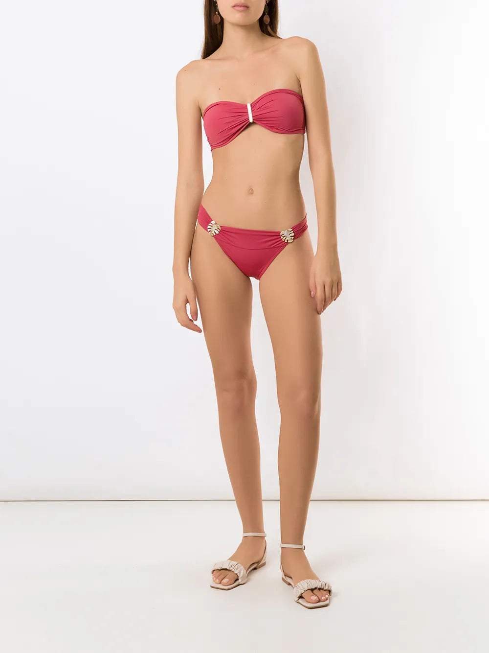 Embroidered-Detail Bandeau Set Bikini
