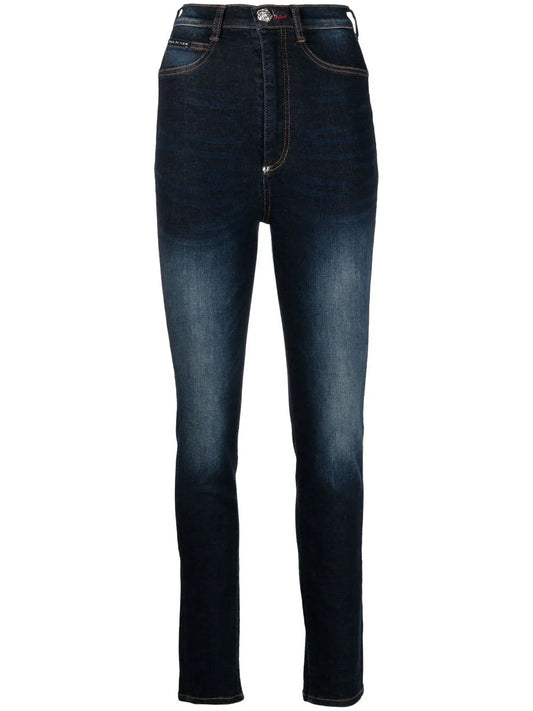 Stonewashed High-Waisted Jeggings