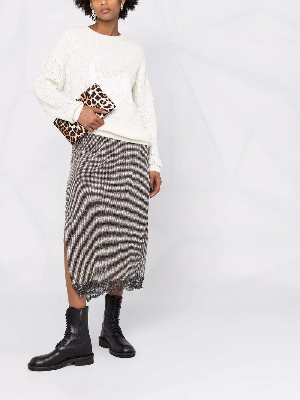 Crystal-Embellished Knitted Jumper