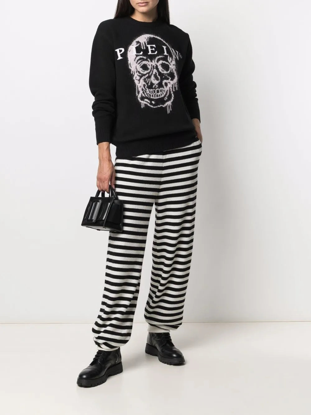 Intarsia-Knit Skull Jumper