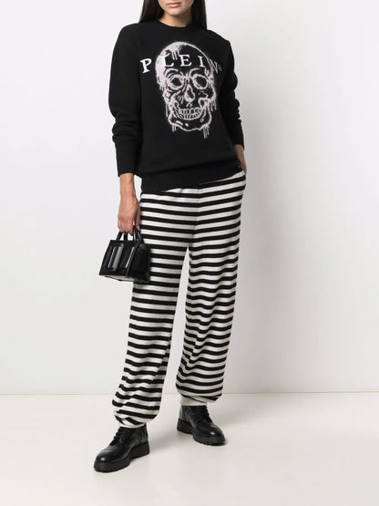 Intarsia-Knit Skull Jumper