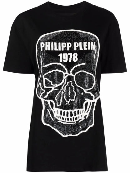 Skull-Embellished Round-Neck T-Shirt