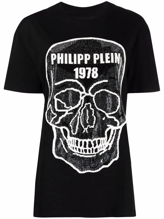 Skull-Embellished Round-Neck T-Shirt